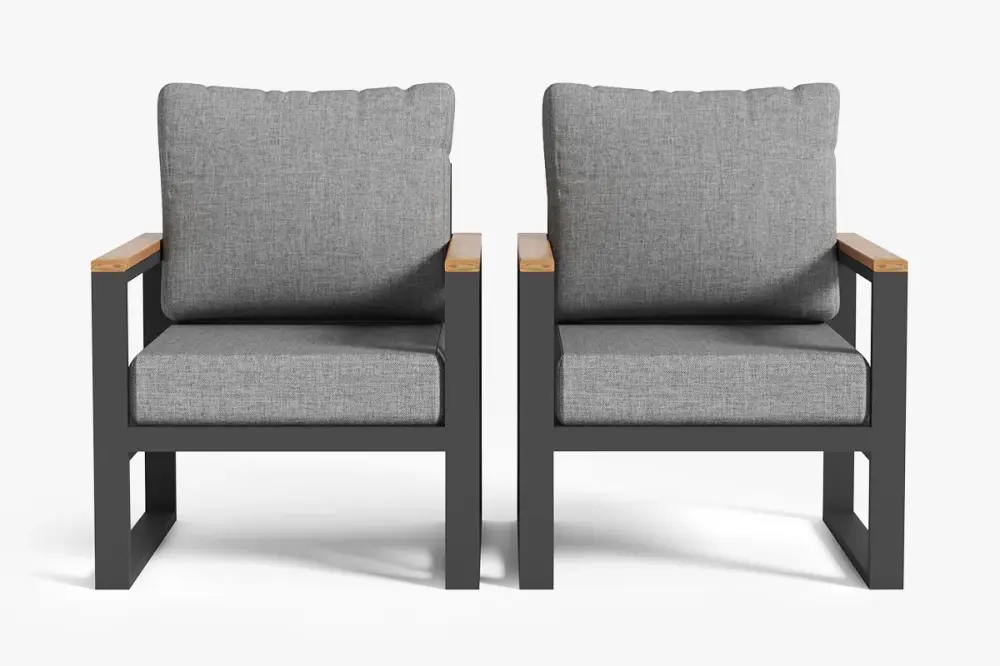 2 Pieces Aluminium Patio Chairs Sandwich Foam Cushions