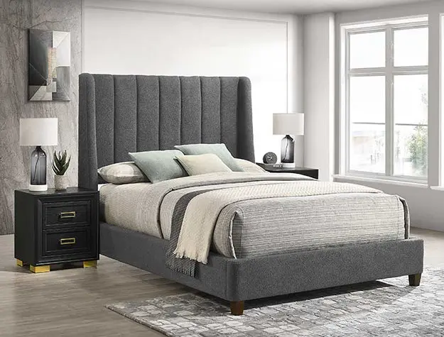 Agnes Bedroom Place Boucle Bedb Charcoal