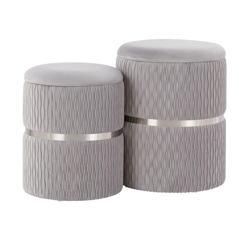 Cinch - Contemporary / Glam Nesting Ottoman Adjust - Chrome / Silver