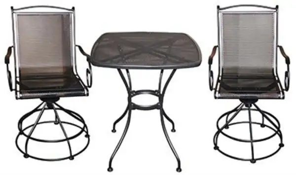 Woodard Uptown 3-Piece Steel Balcony Set Black Outdoor Furniture