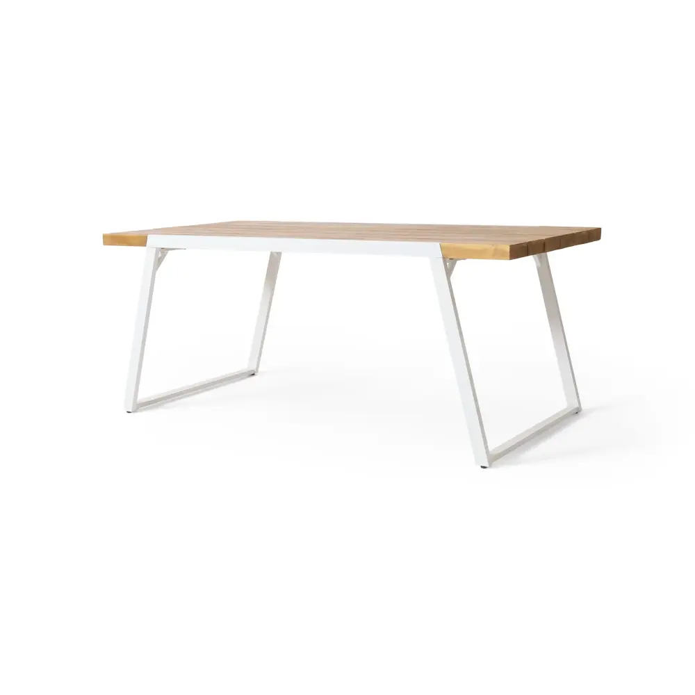 Outdoor Dining Table Slat Top - Teak / Chalk