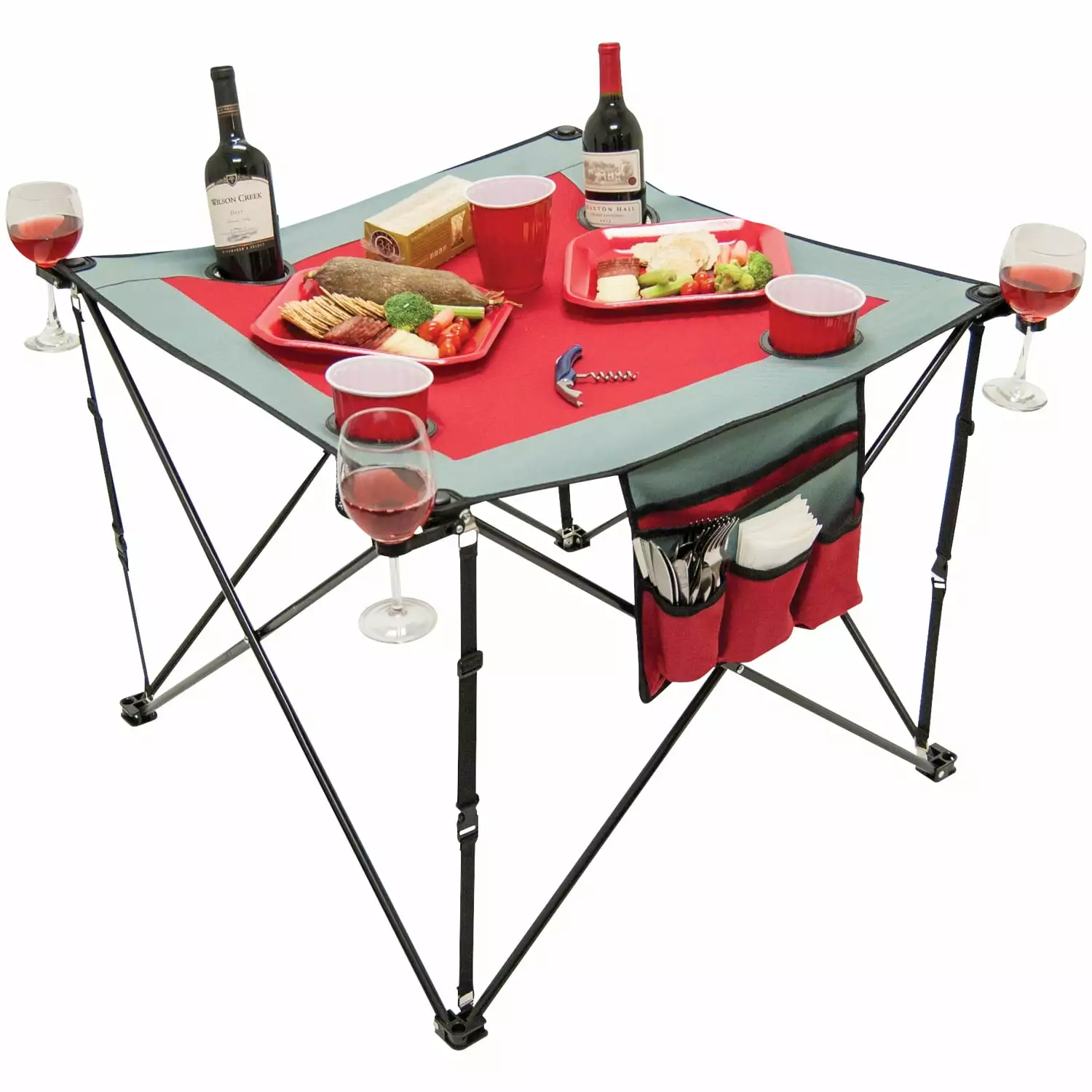 Creative Outdoor Distributor Folding Wine Table Cup Holders & Wineglass Holders Gray Burgundy