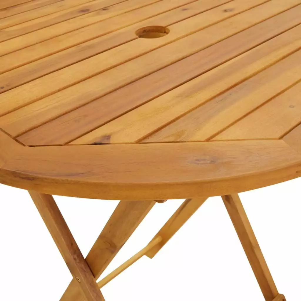 Acacia Wood Folding Patio Table 27.6 Inch Diameter Weather-Resistant