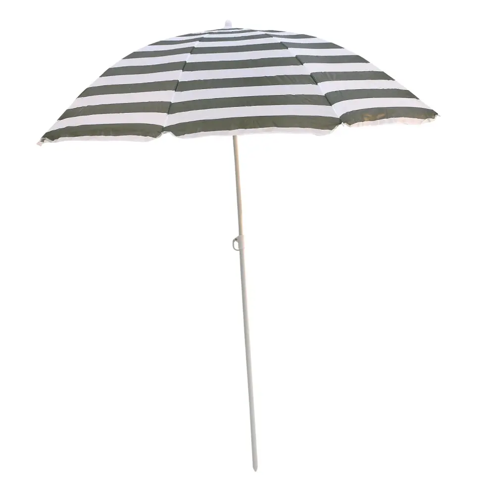 Master Grill&Party JKB03 Garden Umbrella, Beach Umbrella, Balcony Umbrella, 180 cm Diameter, Pearl and Green Stripes
