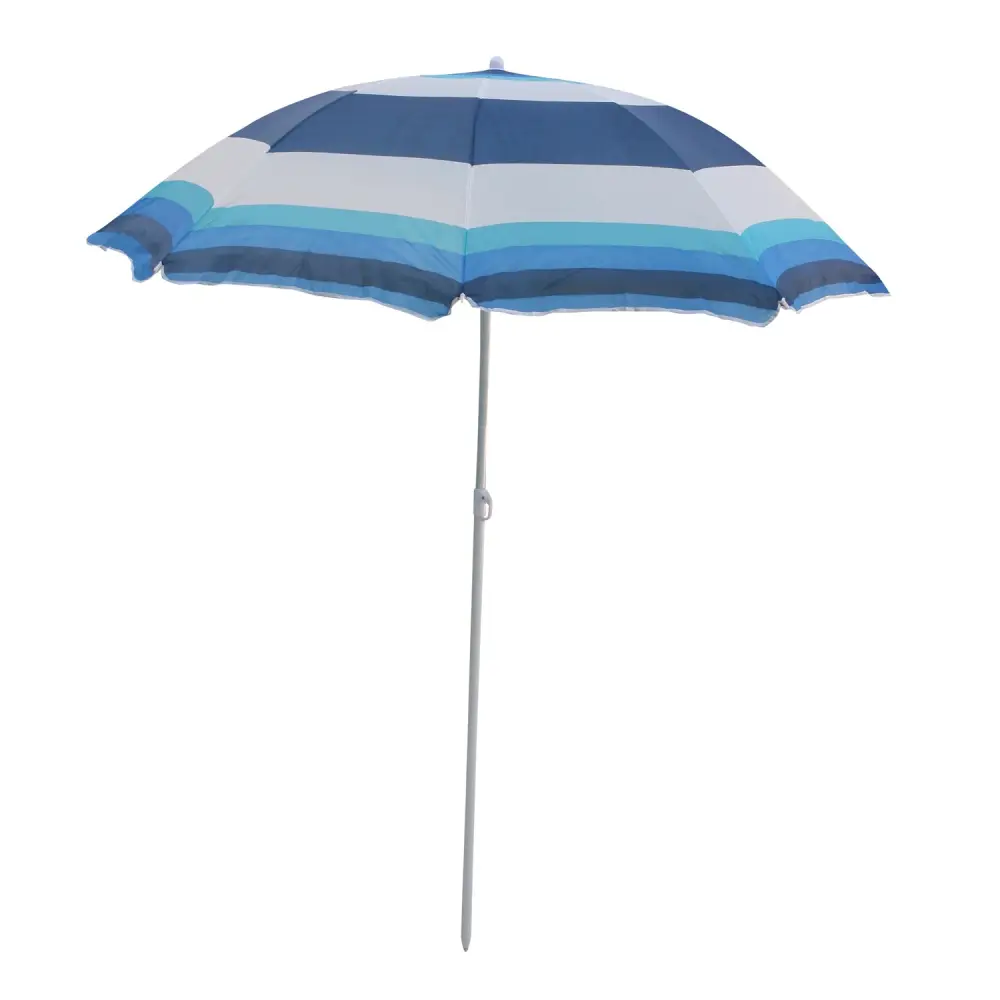 Master Grill&Party JKB04 Garden Umbrella, Beach Umbrella, Balcony Umbrella 180 cm Diameter, White Azure and Navy Strip...