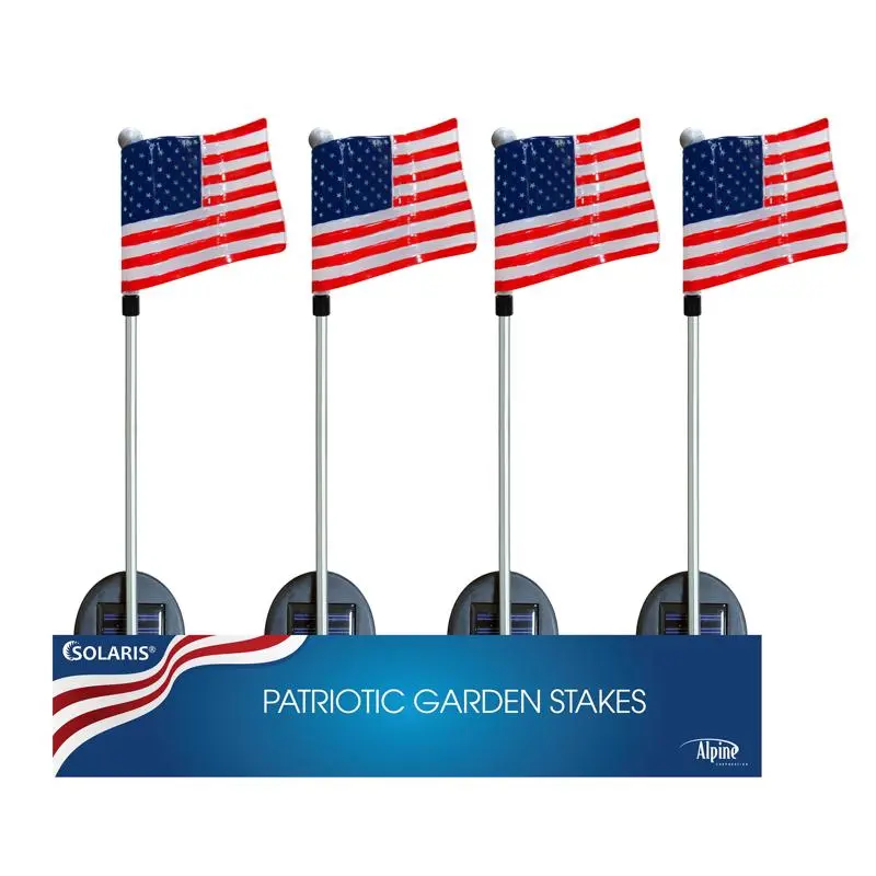 Alpine Solaris Multicolored Acrylic and Metal 34 Inch USA Flag Outdoor Garden Stake Pack 20