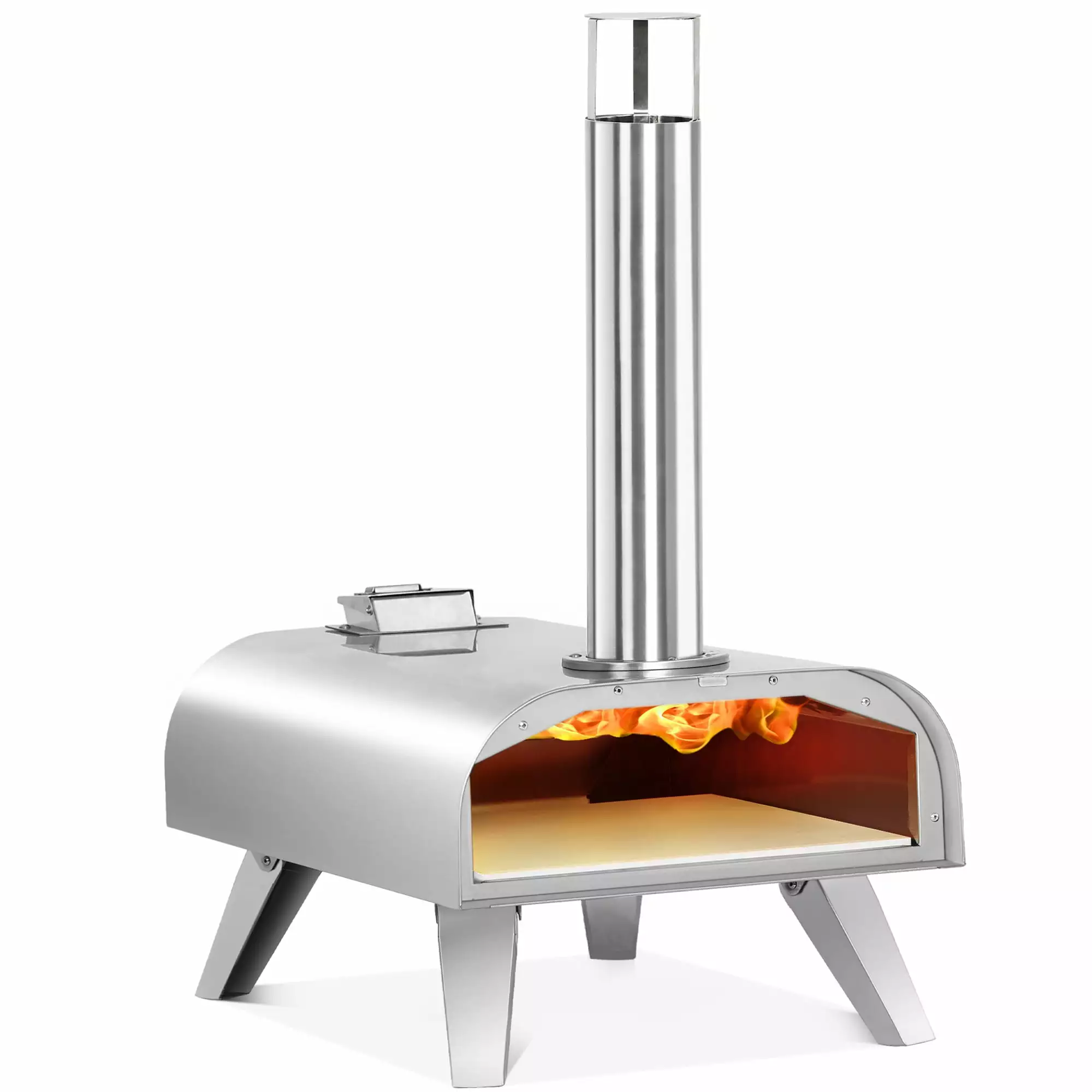BIG HORN OUTDOORS Wood Pellet Pizza Oven Stainless Steel Travel-friendly Grill