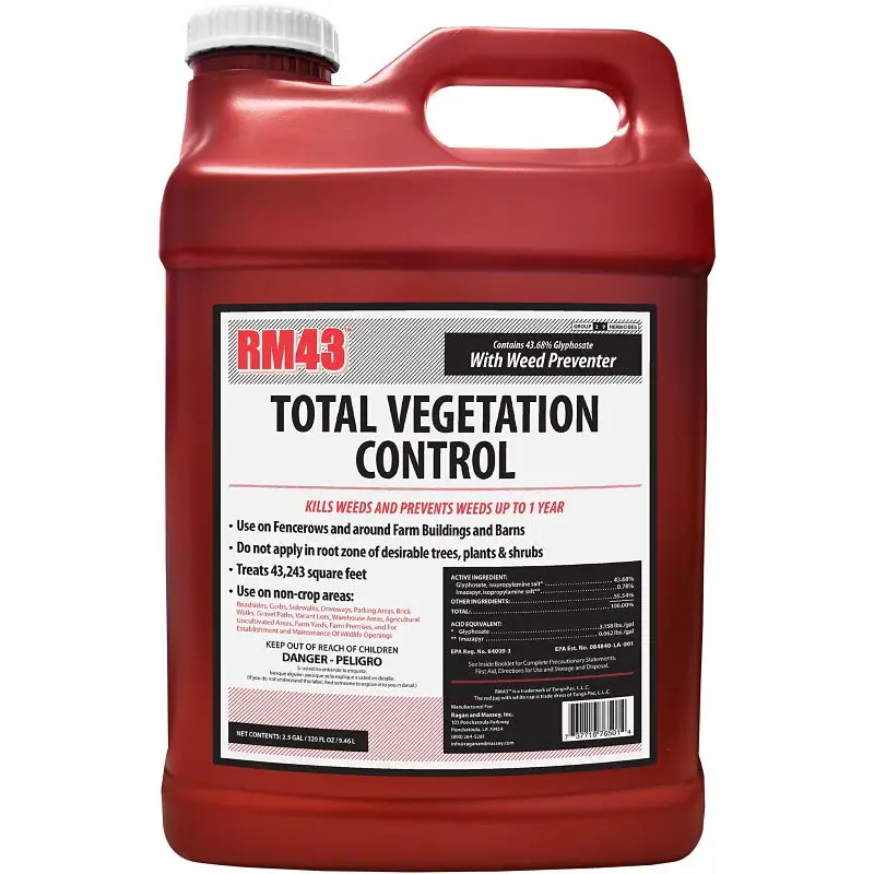 Solar Powered RM43 Ragan & Massey 76501 Total Vegetation Control, Liquid, Clear/Yellow, 2.5 gal, Bottle