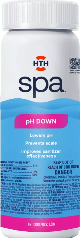 HTH Spa Care pH Down Lowers pH Spas and Hot Tubs Powder 2.5 lbs
