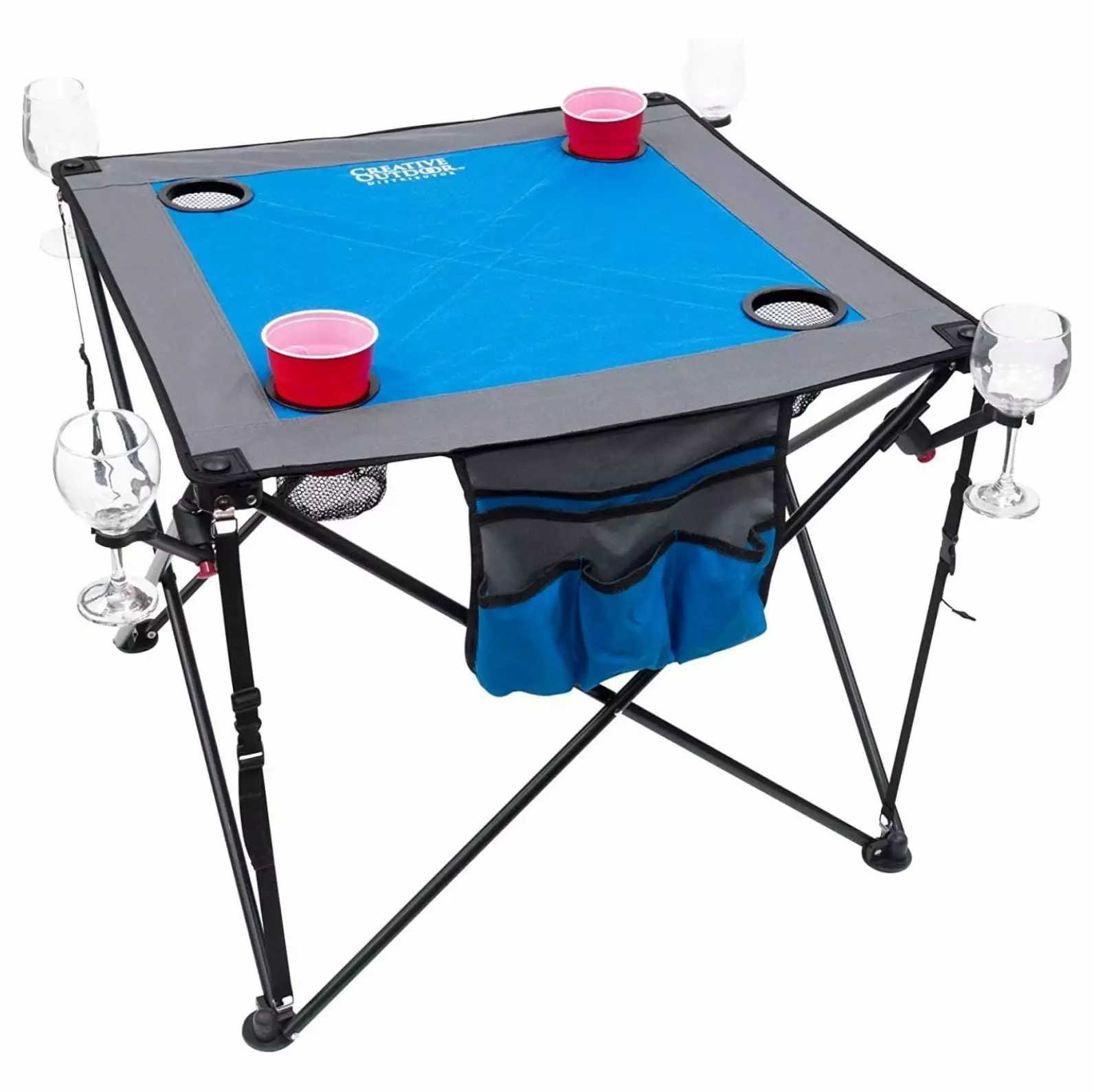 Creative Outdoor Folding Wine Table Portable Camping Beach Picnic Patio Blue Gray CuYeHt