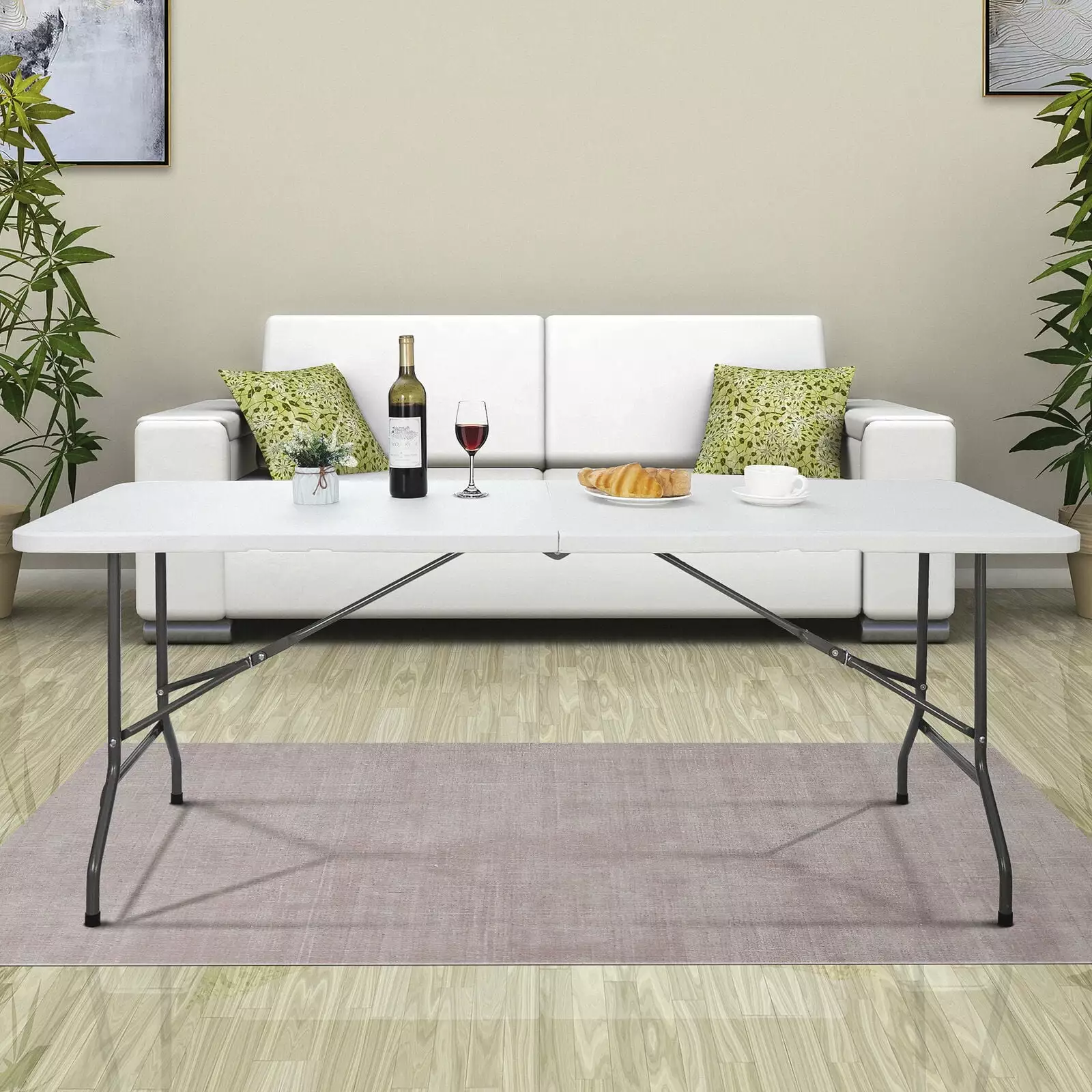 6' Multipurpose Folding Table Yard Garden Beach Family Picnics - Happy Together Segawe