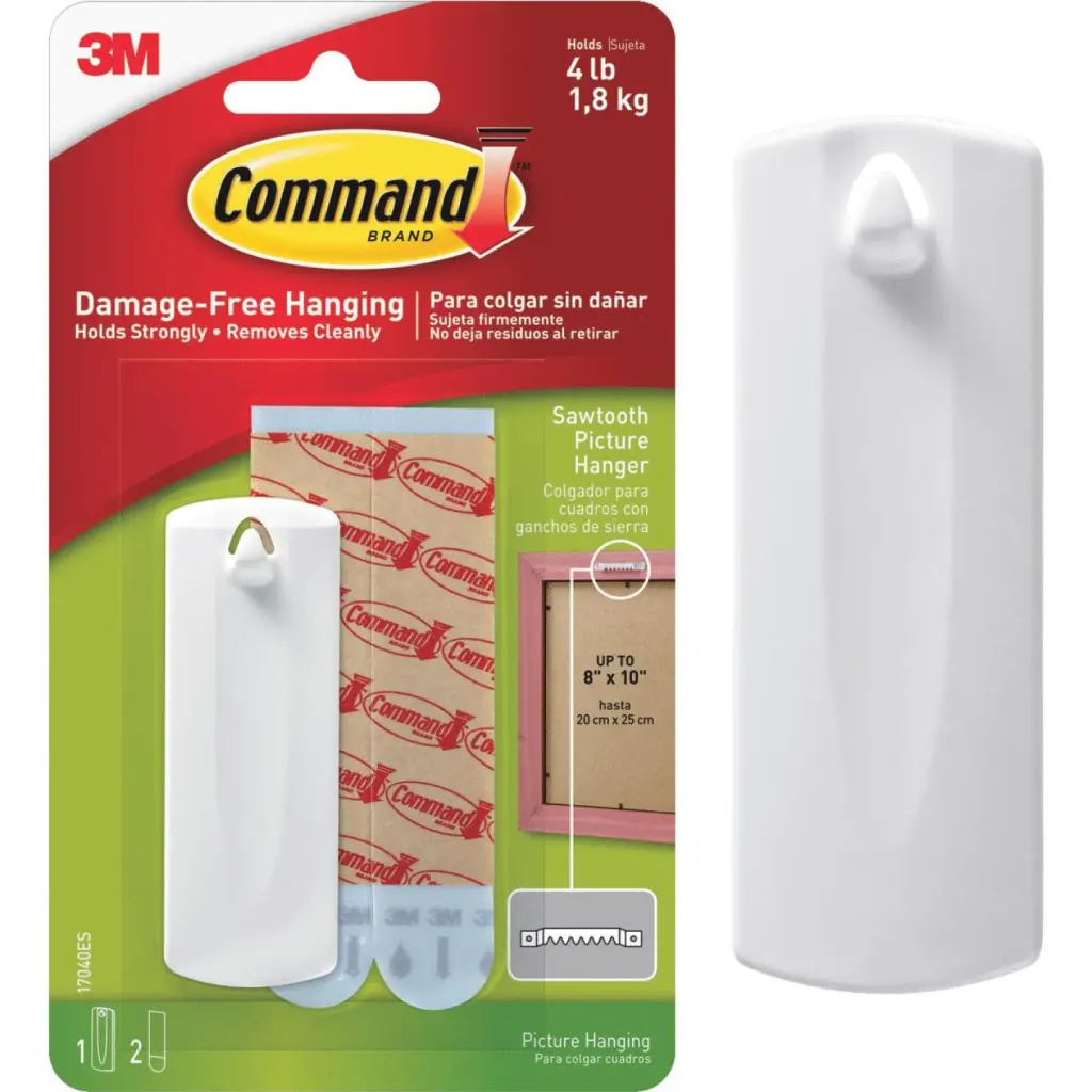 Command Sawtooth Adhesive Picture Hanger Damage-Free Wall Decor 3M