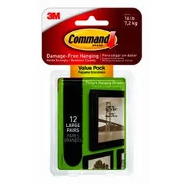 Picture Hanging Strips Black Large 12-Pack Secure Heavy Art Display Command