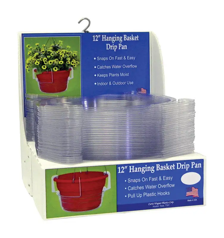 CWP Plastic Hanging Basket Drip Pan Clear Pack 50 Planters and Flower Pots Curtis Wagner Plastics