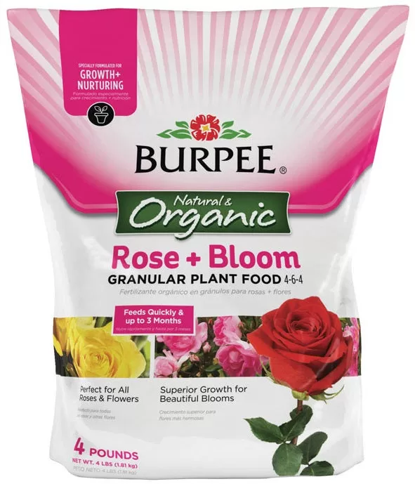 Burpee BP4RB Organic Rose & Bloom Plant Food 4-6-4 4 Lbs Nutrient Rich Fertilizer