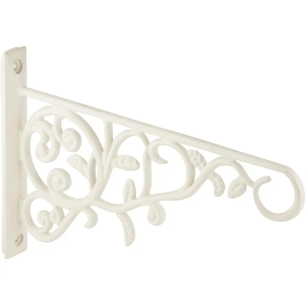 Panacea 9-Inch White Vine & Leaf Cast Aluminum Hanging Plant Bracket