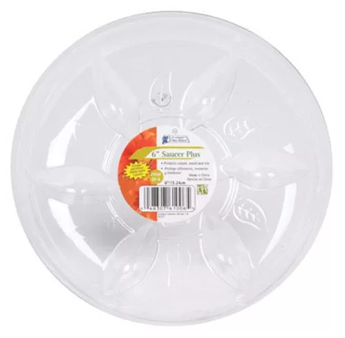 Gardners Blue Ribbon SP6 Plastic Plant Saucer 6 Inch Wood Look Indoor Outdoor Potted Plants
