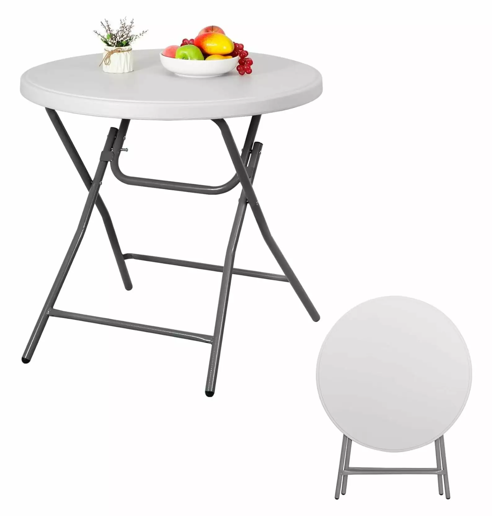 2.6 Foot Round Folding Table Portable Heavy Duty Plastic Camping Picnic Party wangc123