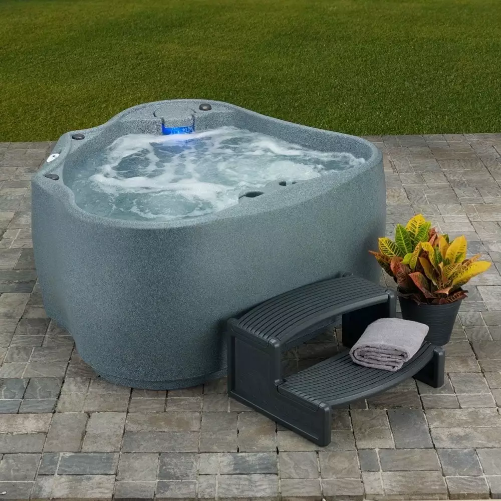 Aquarest Spas AR-300 Select 2-Person 20-Jet Plug and Play Hot Tub LED Waterfall - Graystone
