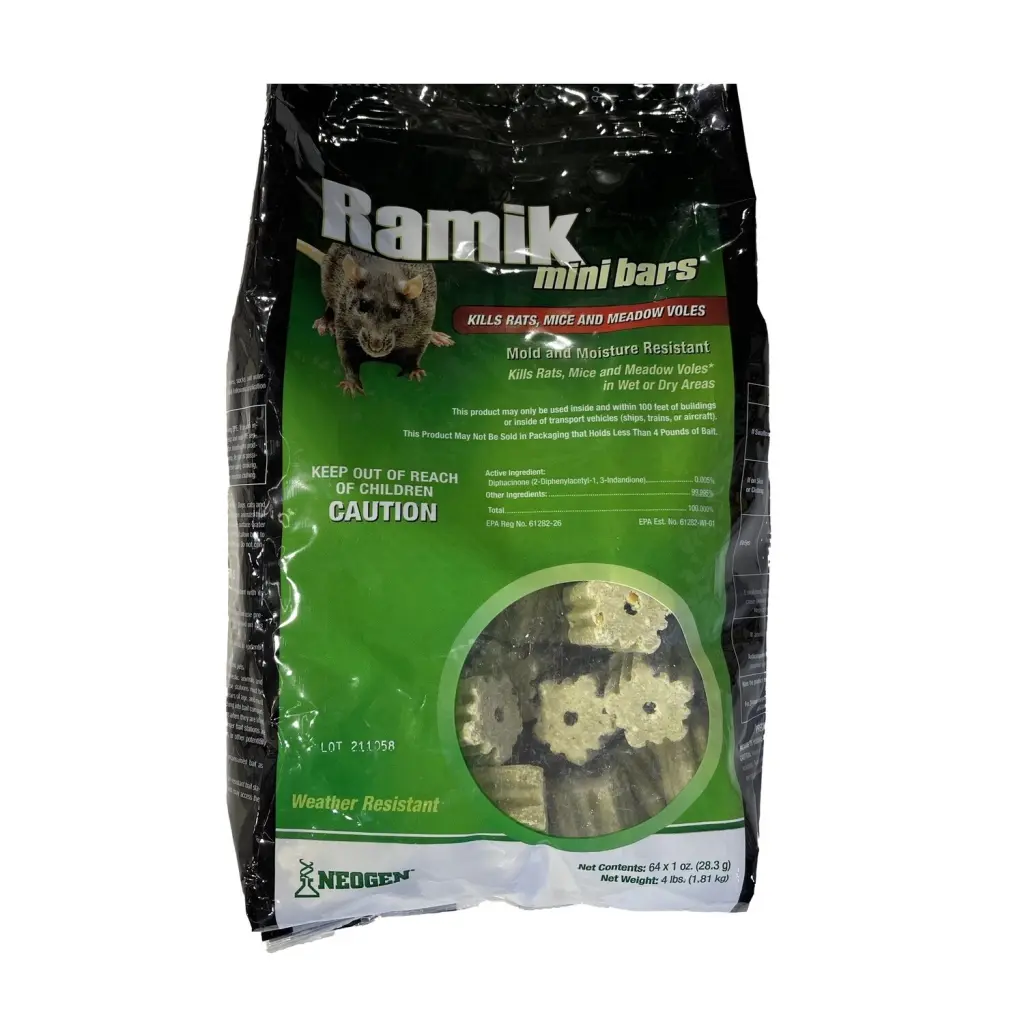 Ramik Mini Bars 4 lb Bag - 64 x 1 oz Rodenticide Bars Pest Control