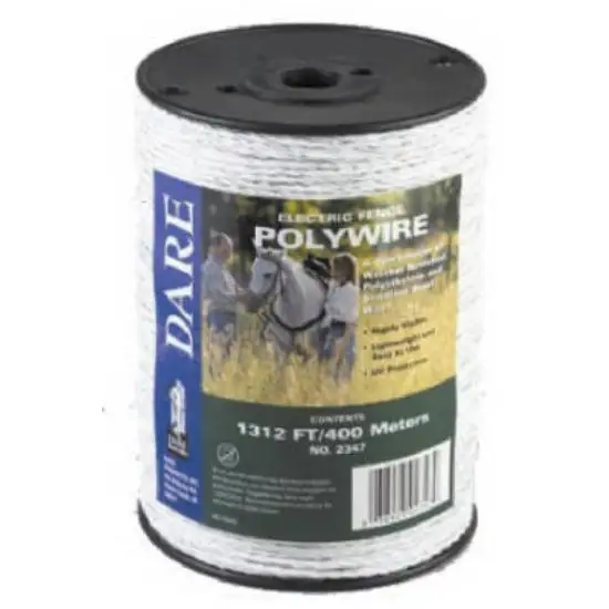 Dare 2347 Electric Fence Poly Wire 1312 Feet 400 Meters White High Visibility