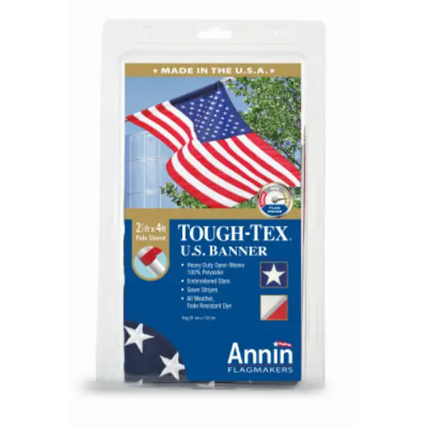 Annin Flagmakers 605003 Polyester Tough Tex US Banner 2.5x4 Feet Durable and Weather-Resistant
