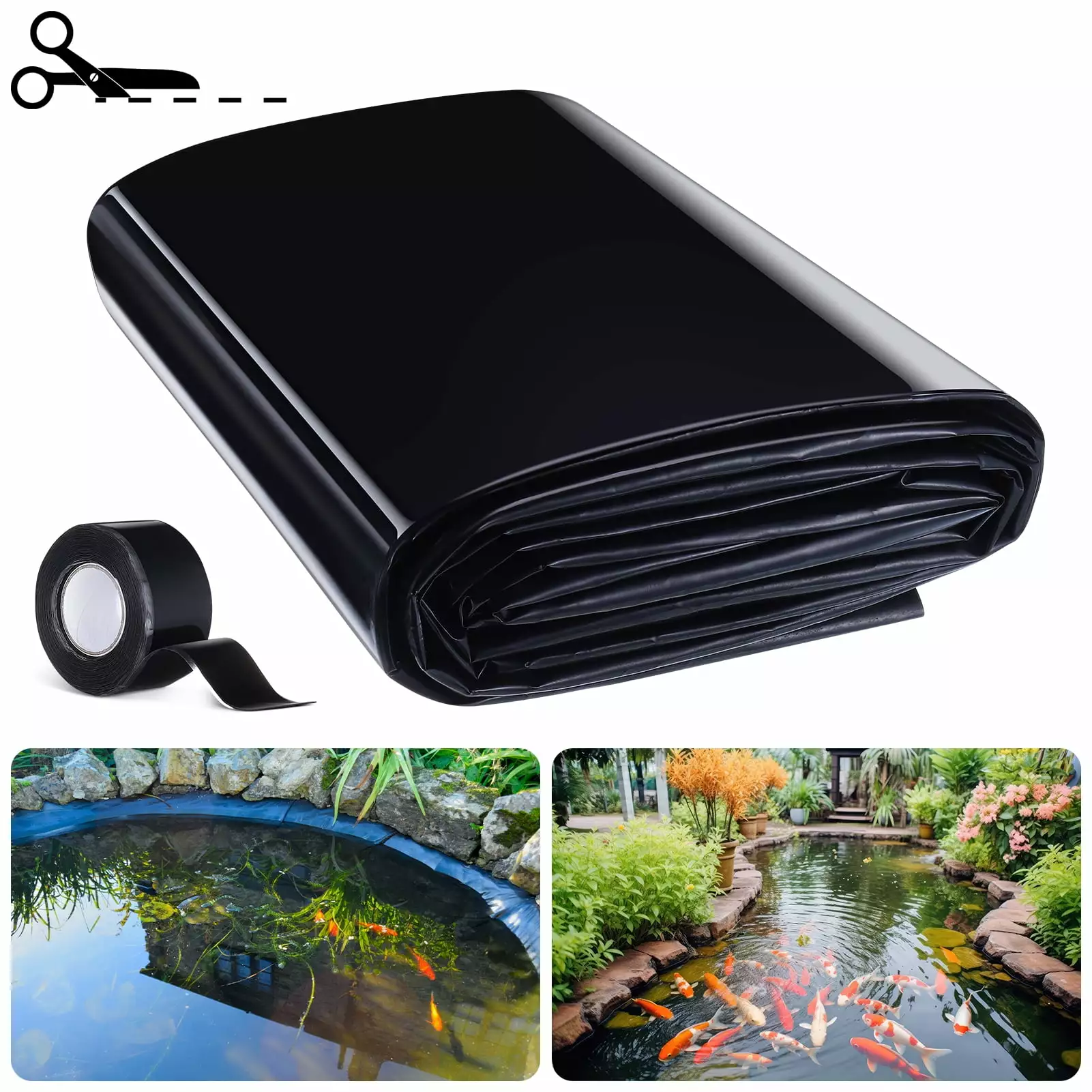 Bocaoying 13 x 10 Ft HDPE Pond Liners 7.8 Mil Preformed Liner Outdoor Ponds Waterfalls and Koi Ponds 10