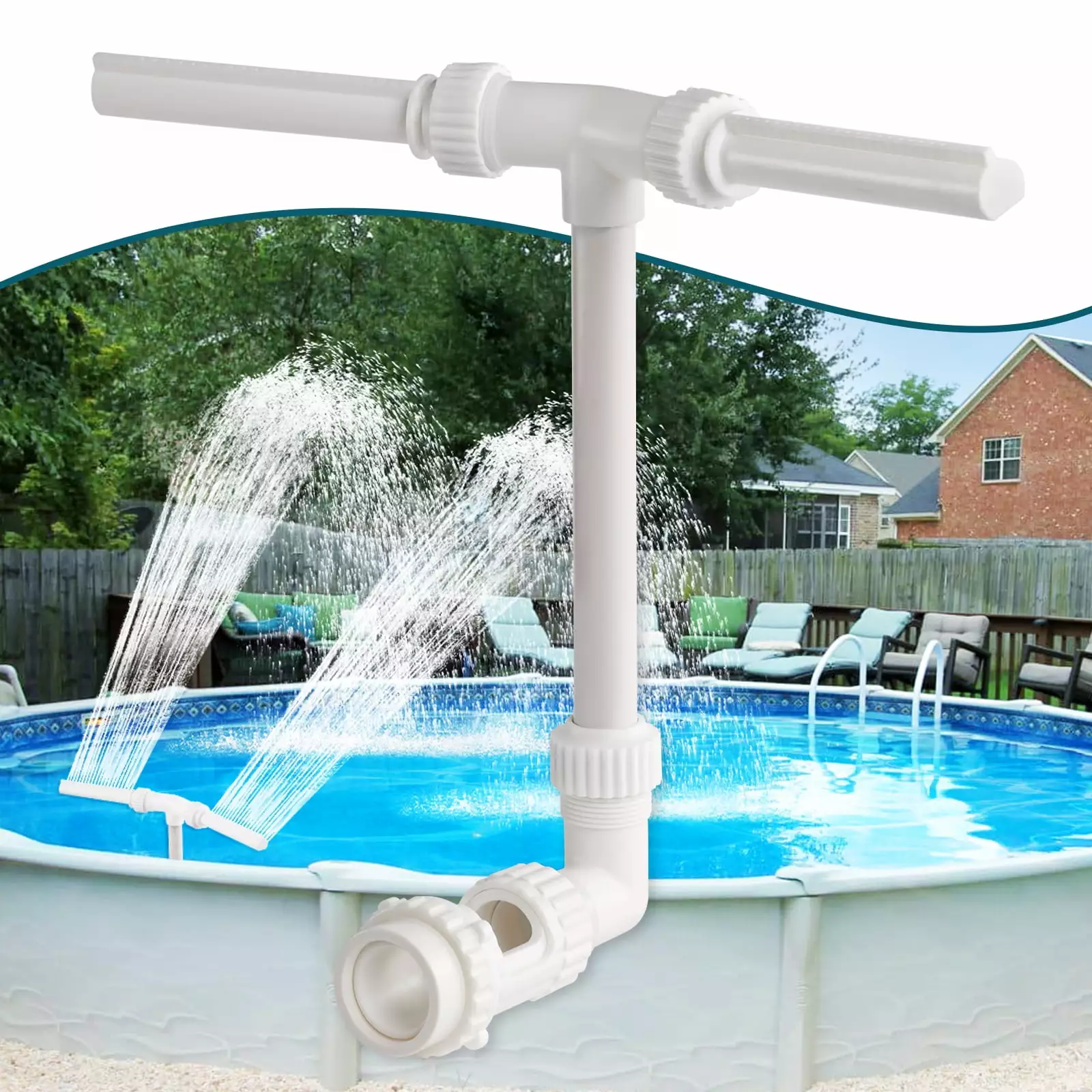 AMHOOEN Swimming Pool Waterfall Fountain Dual Water Fun Sprinkler Cooler