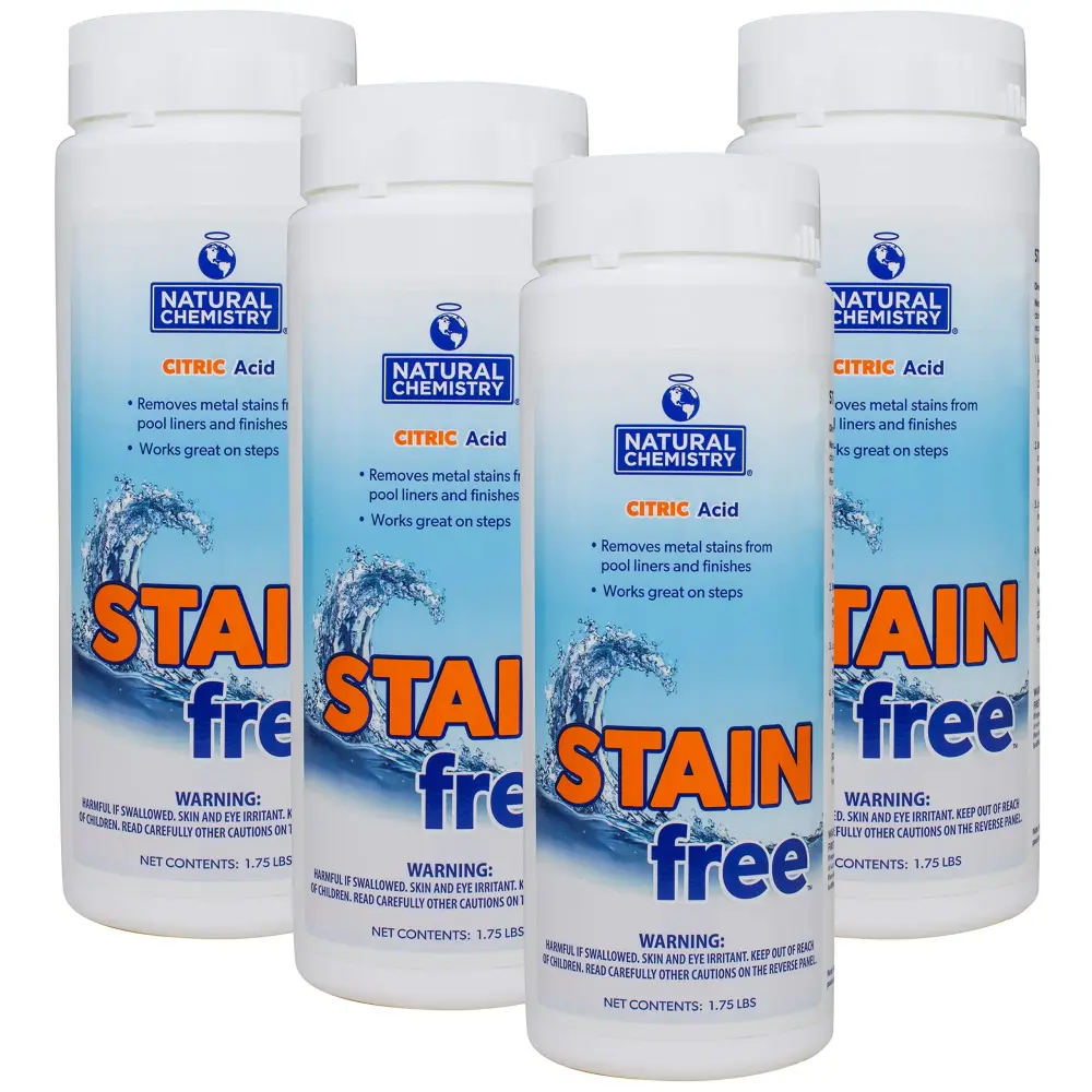 Natural Chemistry Stain Free, 1.75 lb, Pack 4, 100% Citric Acid, Eliminates Metal Stains and Effective on All Pool Surface...