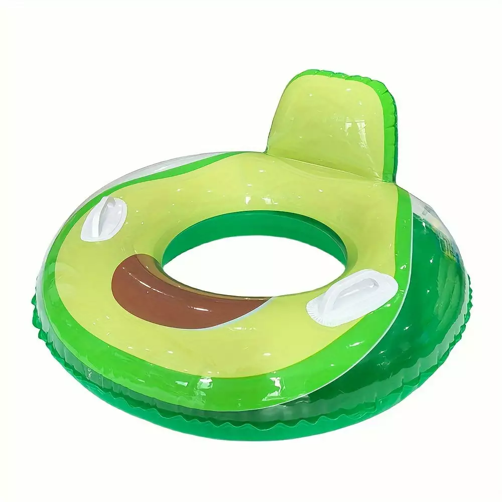 1pc Avocado Shaped Swimming Ring Handles Inflatable Water Floating Ring Beach Pool Party