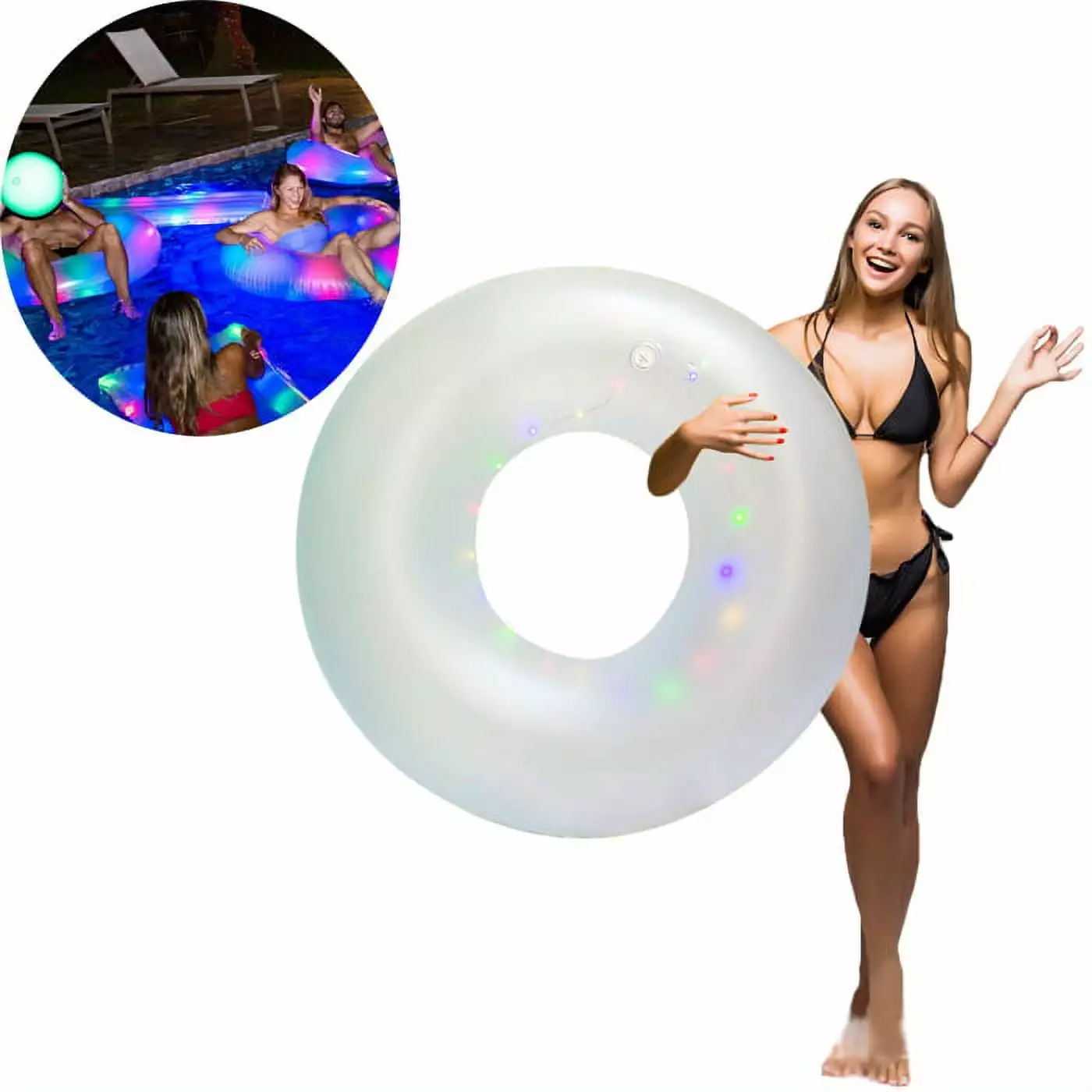 47Inch LED Light-up Water Floating Row Waterproof Colorful Light Floating Bed Pool Sofa Type