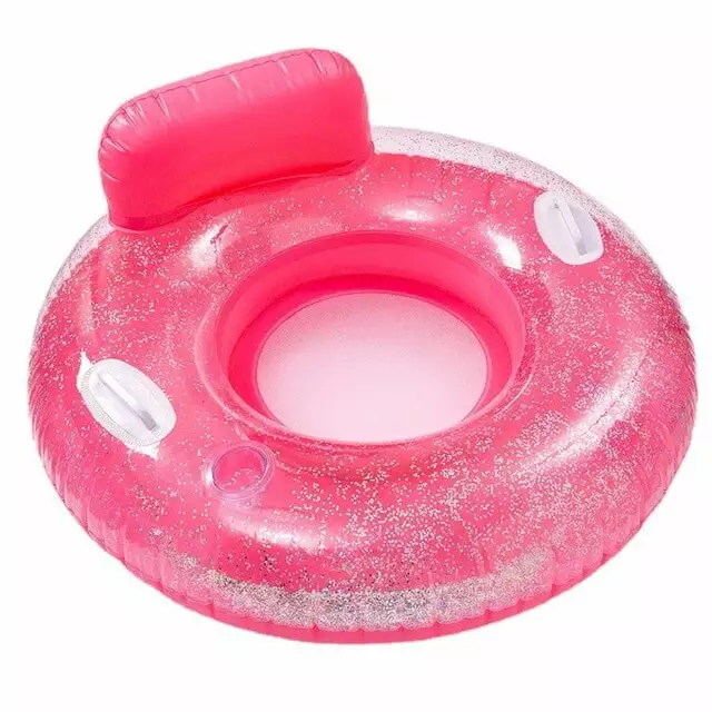 Adult Pool Floats Inflatable Swimming Ring Floating Bed Lounger Backrest and Drink Holder