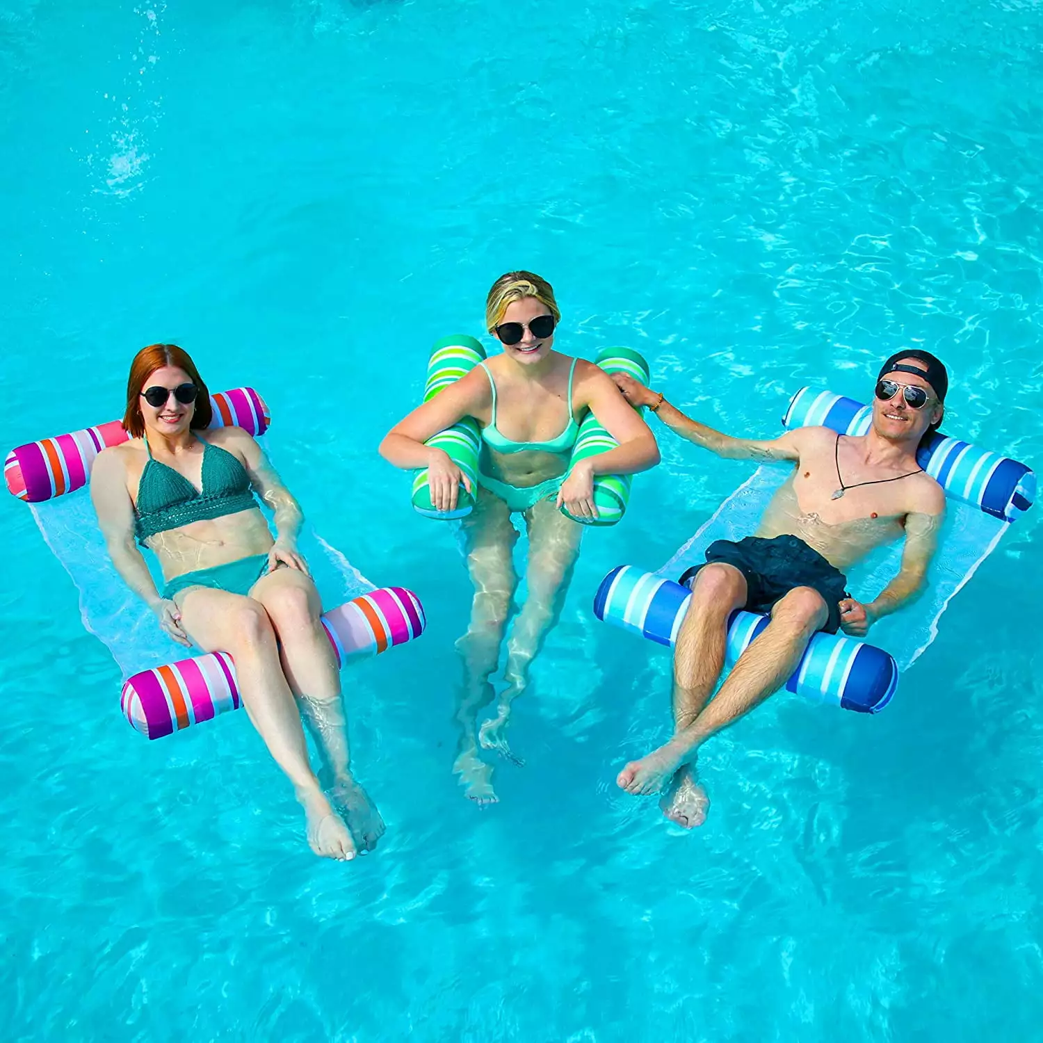3 Pack Inflatable Pool Floats Hammock Adults Size Water Hammock Lounger Multi-Purpose 4--1