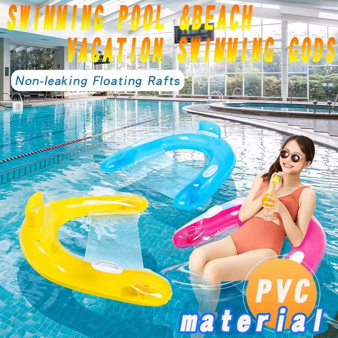 Adults Inflatable Water Pool Floats Headrest Soft Swimming Chair