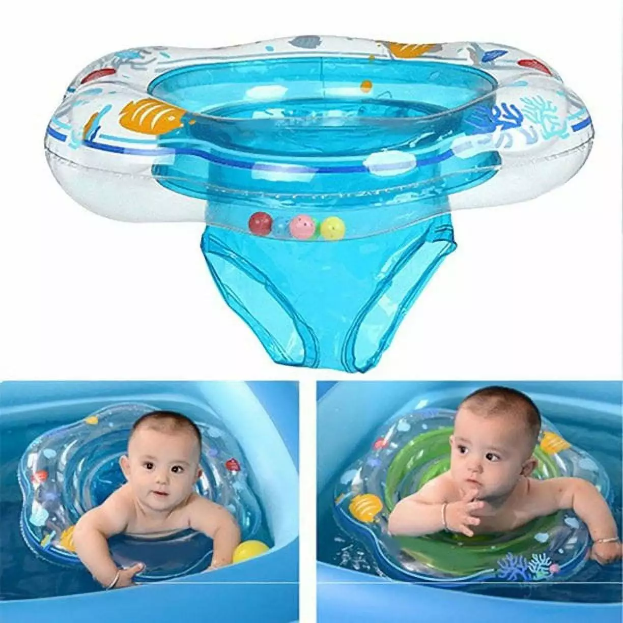 Swim Floats Baby Swimming Pool Ring Infant Toddler Kids - Inflatable Safety PVC Seat - Blue