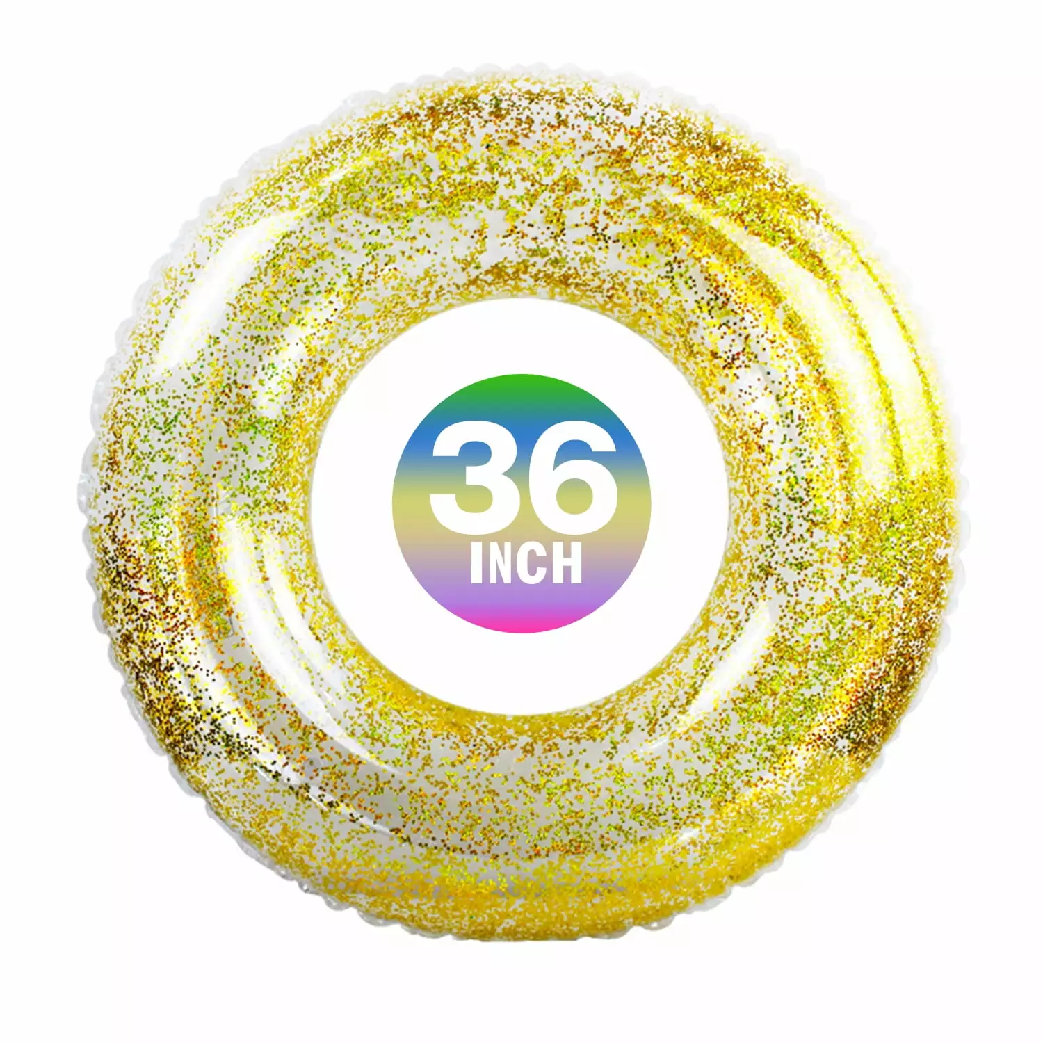 Transparent Inflatable Tube Swim Ring Glitter Pool Float Party 36