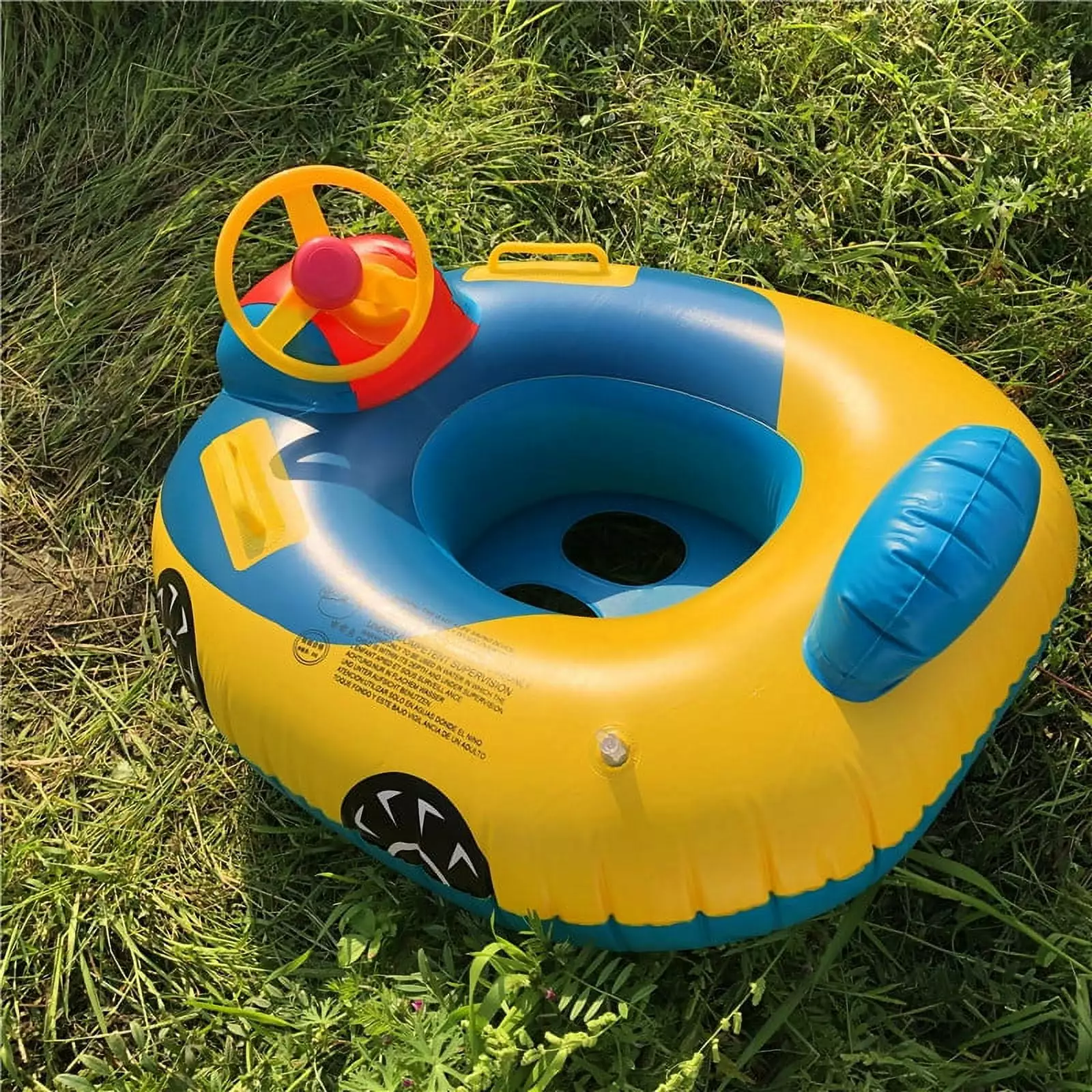X Xhtang Inflatable Soft Baby Swimming Ring Pool Float Sunshade Canopy Kids Inflatable Pool Seat Horn