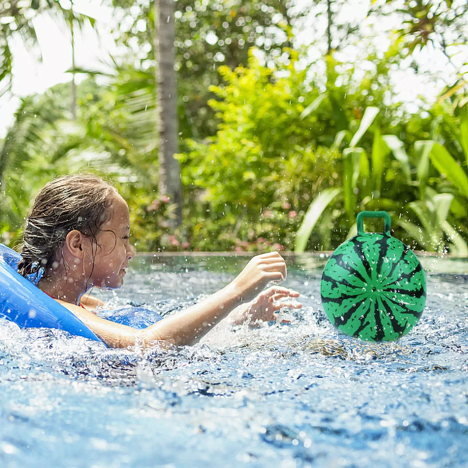 9 Inch Inflatable Watermelon Float Ball Handle Swimming Pool Games