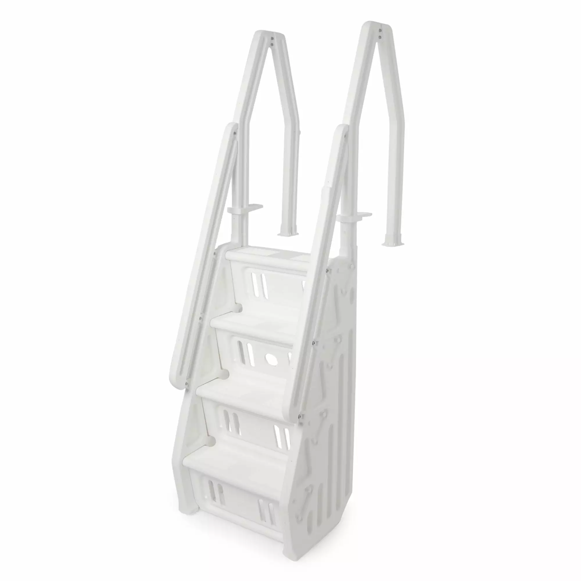 Vinyl Works Adjustable 24 Inch White Above Ground Pool Step Ladder