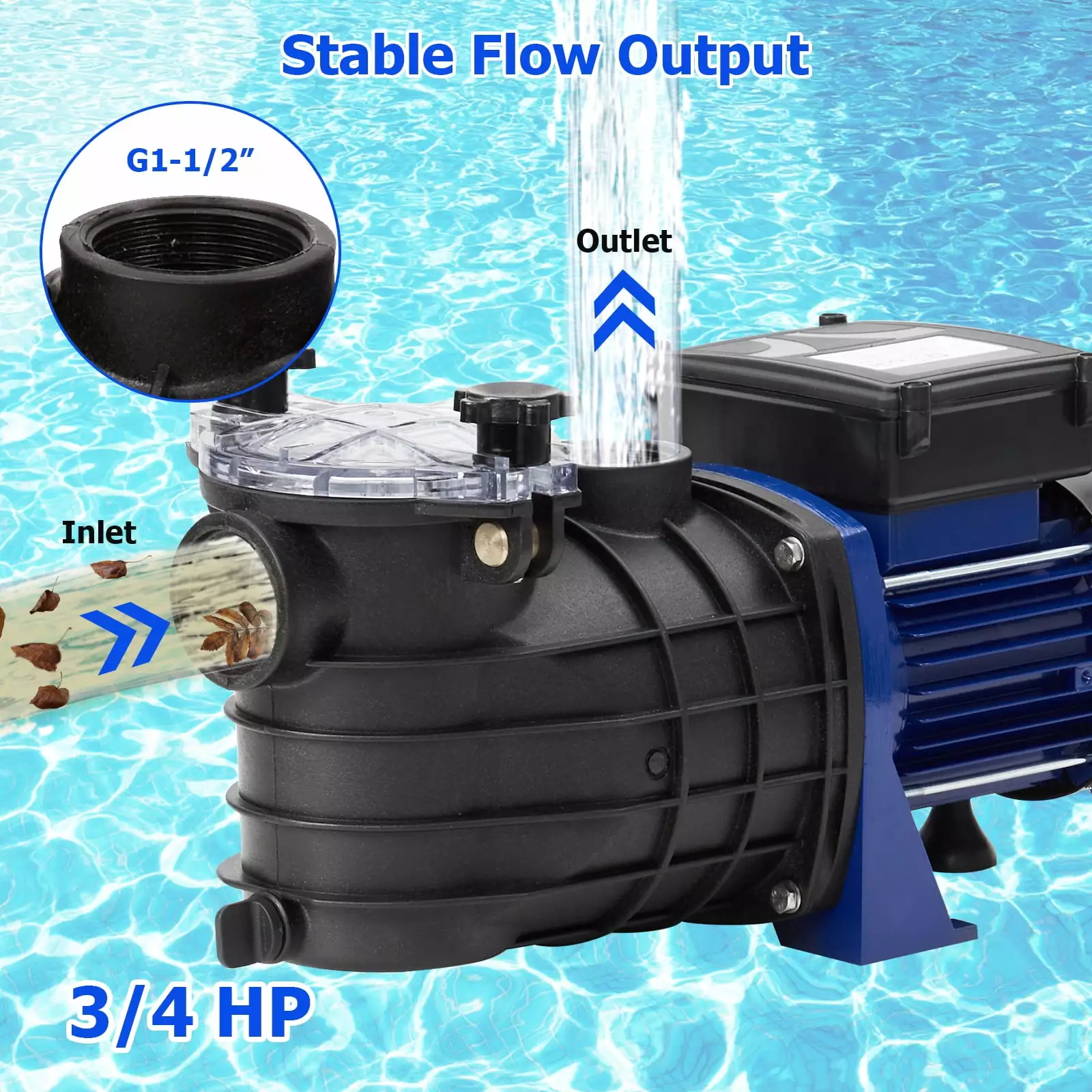 Ataucjin 0.75HP /Above Ground Single Speed Pool Pump 550W/115V 2641GPH Filter Basket