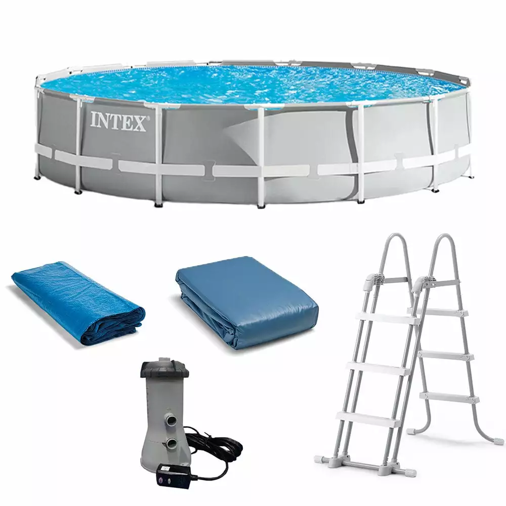Intex 15 Foot x 42 Inch Prism Frame Above Ground Swimming Pool Set Filter 15