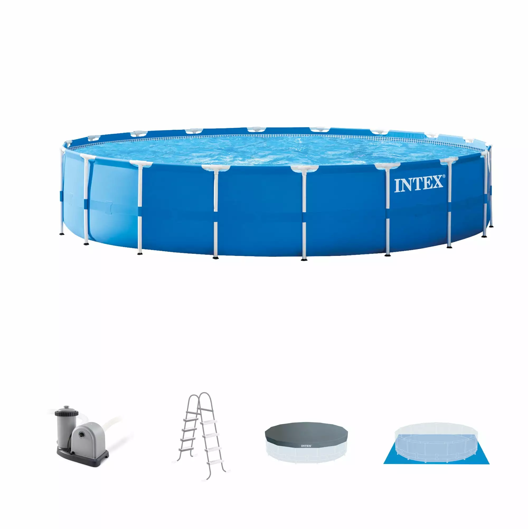 INTEX Metal Frame 18ft x 48in Above Ground Swimming Pool Set Filter Pump 15