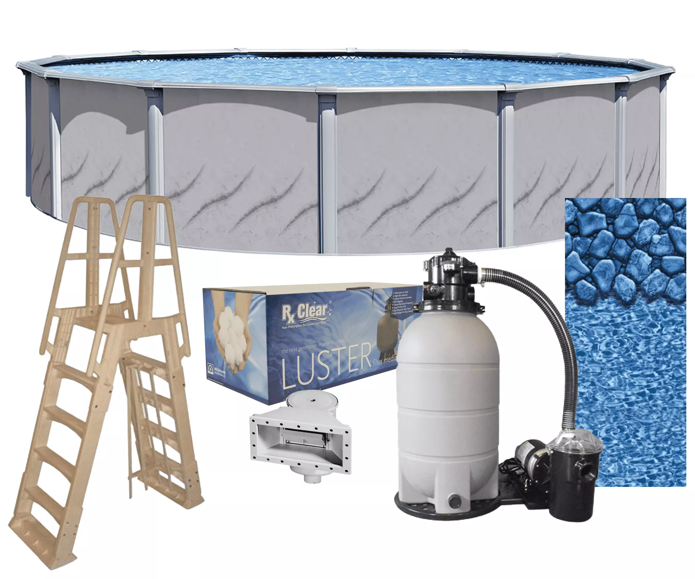 Lake Effect Pools Galleria 15' Round 52 Wall Above-Ground Swimming Pools Full Start-up Kit
