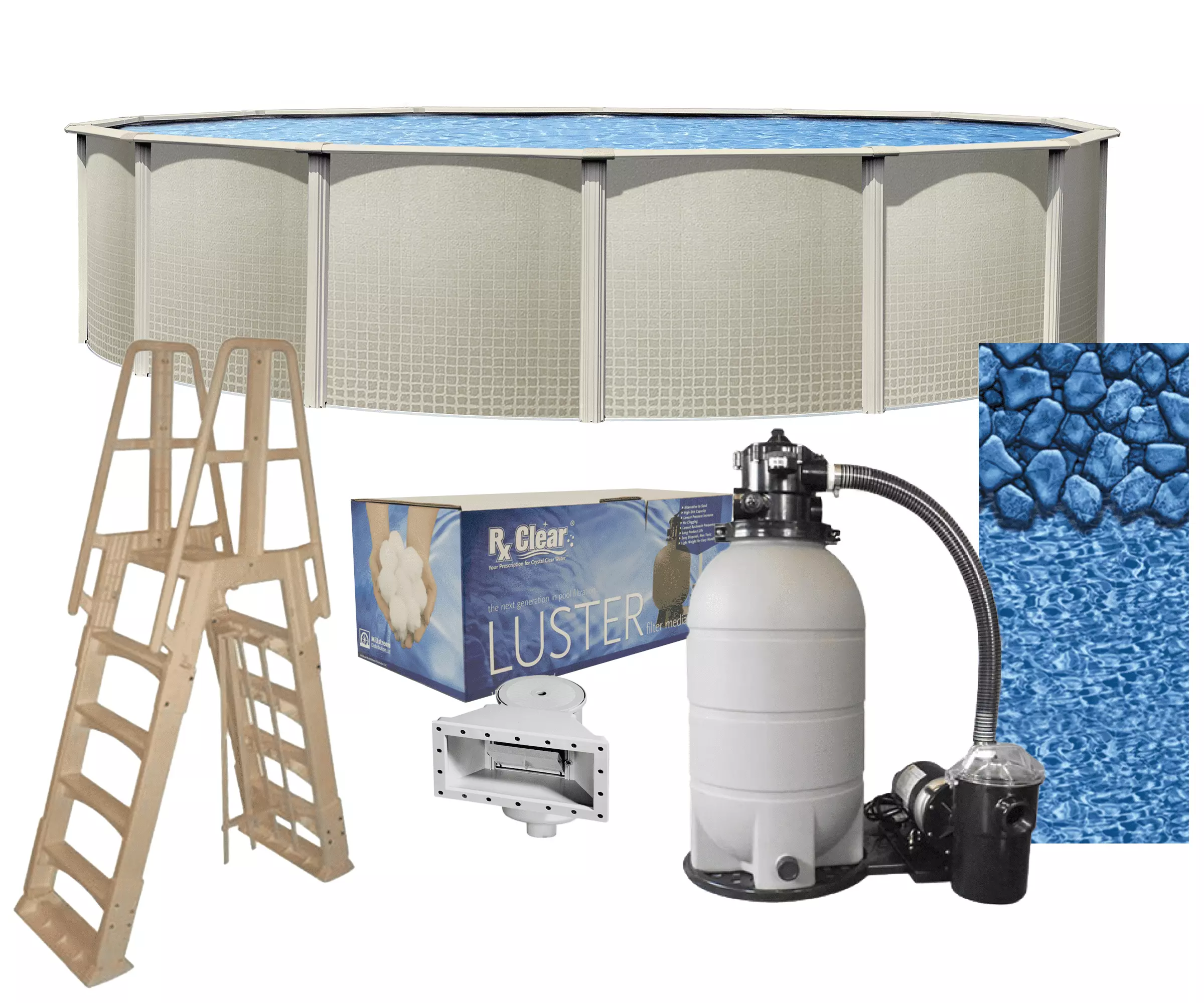 Lake Effect Pools Impressions 18' Round x 48 Wall Above-Ground Swimming Pools Full Start-up Kit 18