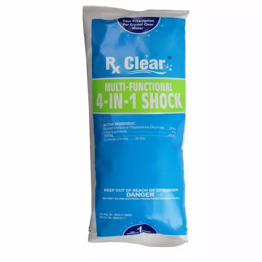 Rx Clear Multi-Functional 4--1 Swimming Pool Shock - 1 lb Bag 12
