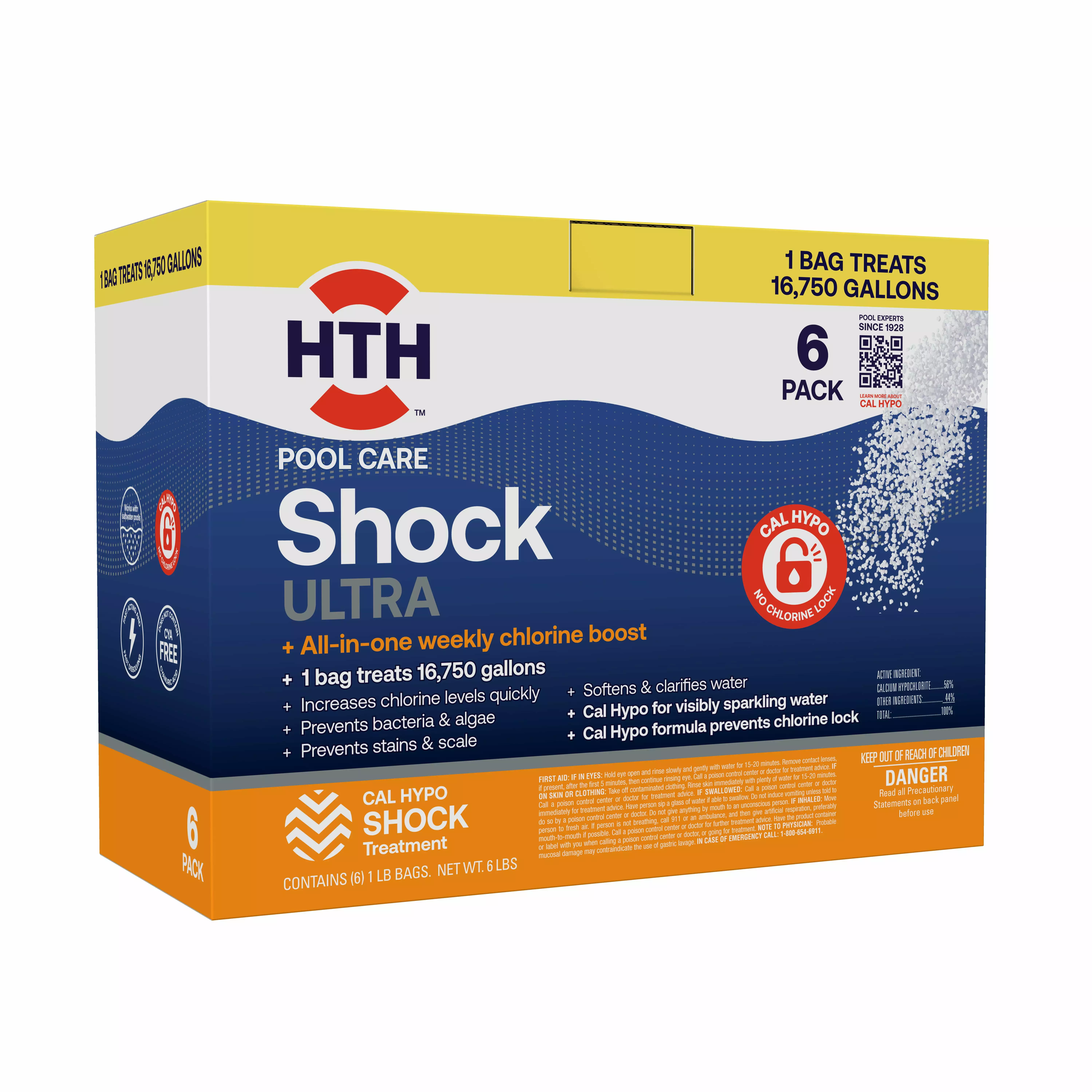 HTH Pool Care Shock Ultra Granules 6 Pack 1 lb Swimming Pools Fast-Acting Water Clarifier