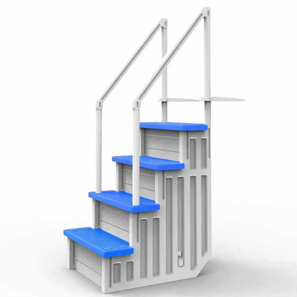 Aqua Select White Anti-Slip -Pool Steps Blue Steps Above Ground Pools 48-54 H