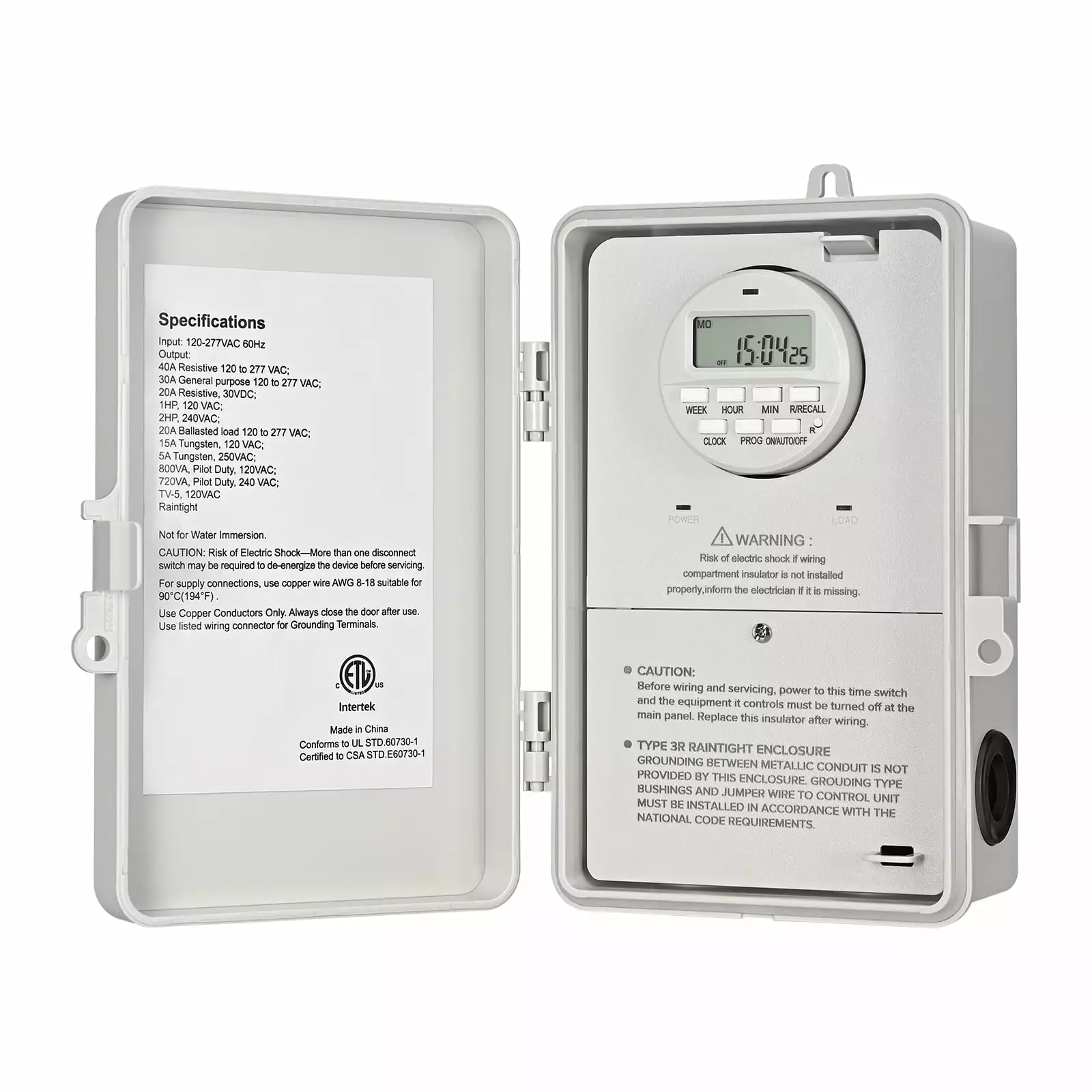 DEWENWILS Pool Pump Timer Digital Outdoor Timer Box 2Hp 40A 120-277 Vac Water Heaters and Pools