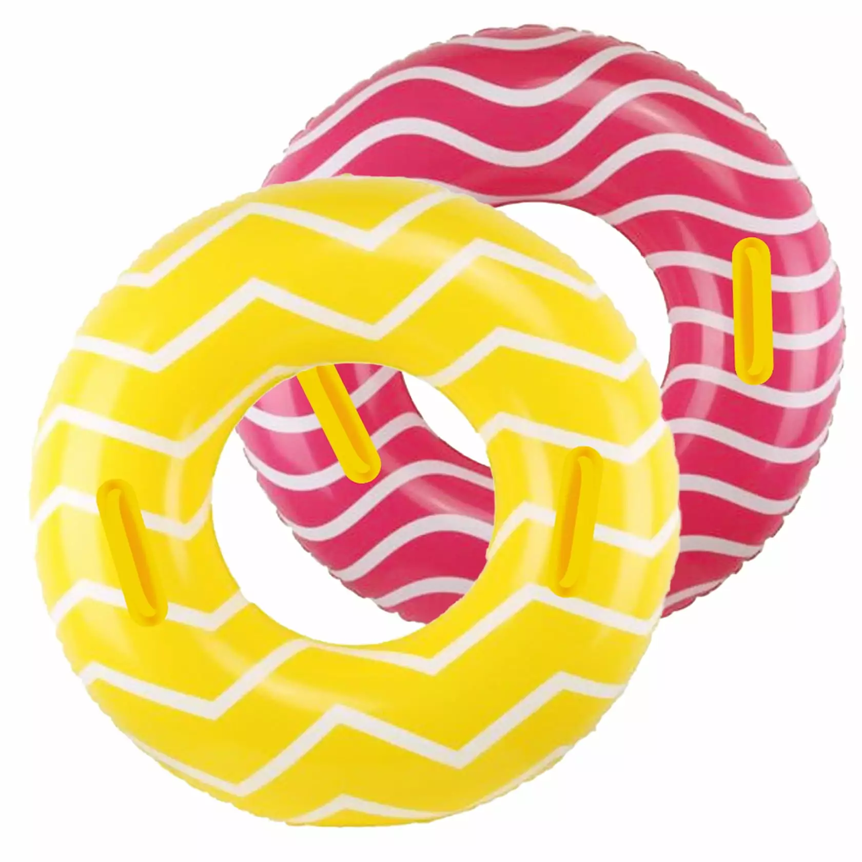 2 Pack Inflatable Pool Tubes Handles Yellow Pool Floaties Adults 39in Pink Swimming Floats Teens