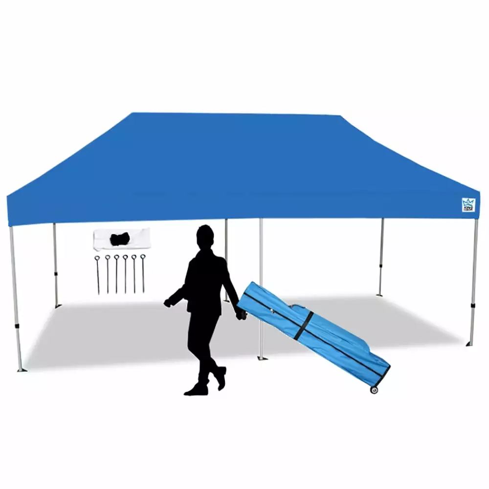King Canopy Tuff Tent 10'x20' Instant Pop up Canopy 1-Inch Aluminum Frame Blue